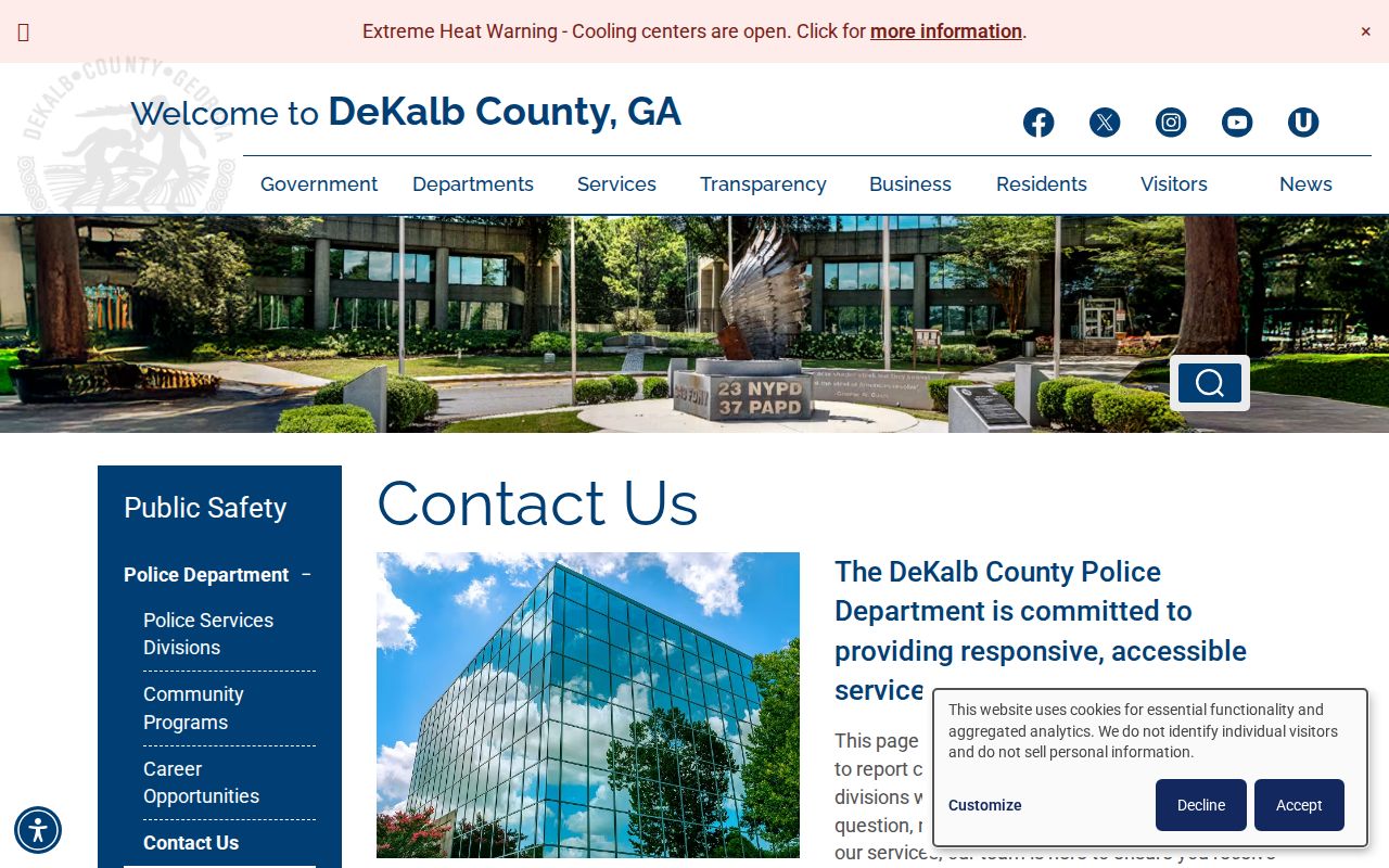 DeKalb County arrest records contact for County Police