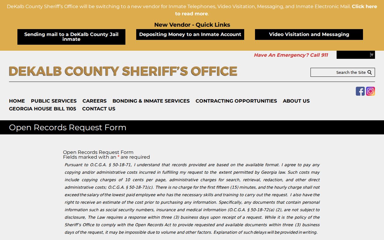 DeKalb County arrest records request form