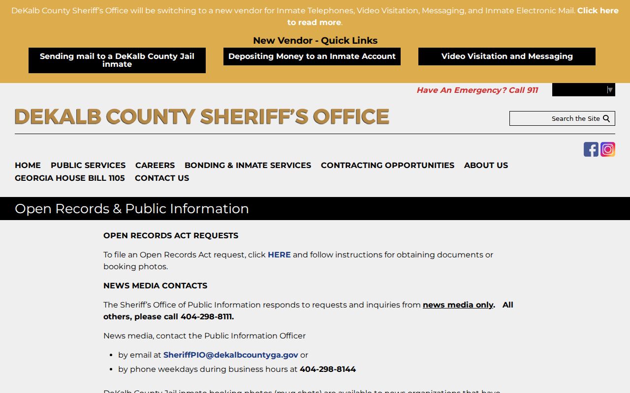 DeKalb County arrest history open records and booking photo policy