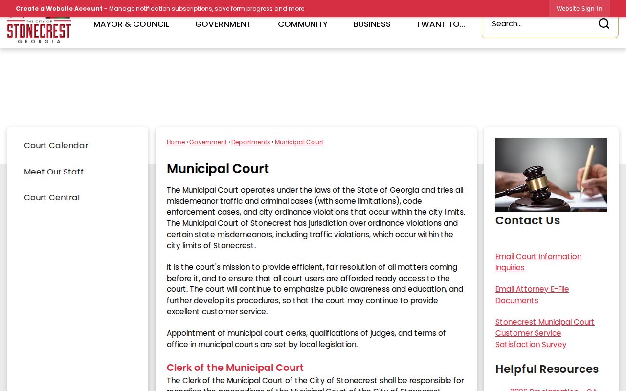 Stonecrest criminal history Municipal Court records