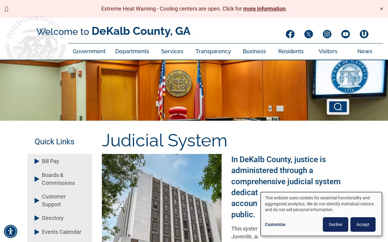 DeKalb County criminal history active courthouse and judicial system